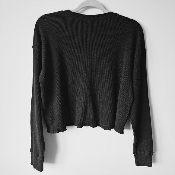 Tna ALAMO Thermal Cropped Long Sleeve Shirt - HEATHER BLACK - Picture 7 of 8